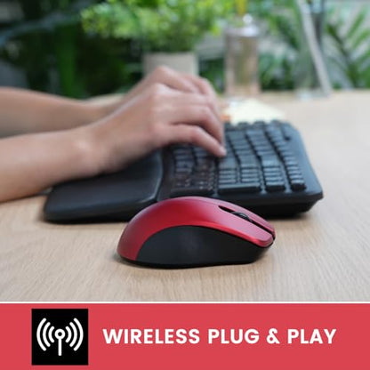 Perixx PERIMICE-621R Wireless Mouse - Silent Click with Ergo Design - Compatible for Desktop and Laptop PC - Wireless 2.4 GHz - Red - style: Wireless Red