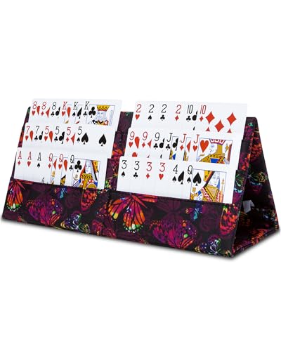Large Playing Card Holder for Poker Canasta Bridge Games Bingo Card Holder for Pull Tabs Gambling Tickets Bingo Stuff Supplies Family Game Night Accessories for Adults Seniors (Black/Red) - color: Black/Red