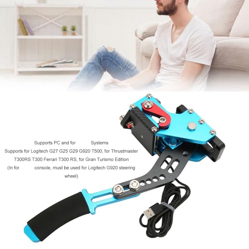 GOWENIC USB Handbrake, Sim Racing Game Hand Brake 64 Bit 2 in 1 Handbrake for ONE, Series S X PC with G920, for, iRacing Setup Use (Blue) - color: Blue