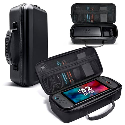 Pogriko Switch 2 Case for Nintendo Switch 2, Travel Carrying Case Holds Switch 2 Console, Dock, Controller, Joycon Straps, Grip, AC Adapter, HDMI Cable & Game Card with 2 Tempered Glass Screen
