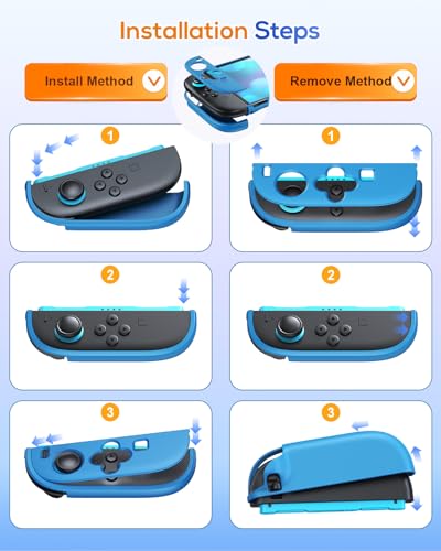 FYOUNG Protective Case for Nintendo Switch 2, Slim Hard Shell Accessories | Switch 2 Cute Case, Scratch&Shock Protection Cover with Screen Protector, 8 Thumb Grip(Solid Blue, Switch 2 7.9inch) - color: Solid Blue