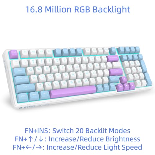 E-YOOSO Wired Creamy Mechanical Keyboard, Hot Swappable Pre-lubed Linear Switches, Gasket Structure with Sound Dampening Foam, Cyan LED Backlit, 96% Custom Gaming Keyboard for PC/MAC