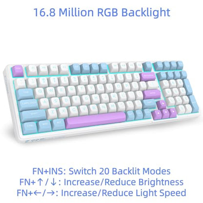 E-YOOSO Wired Creamy Mechanical Keyboard, Hot Swappable Pre-lubed Linear Switches, Gasket Structure with Sound Dampening Foam, Cyan LED Backlit, 96% Custom Gaming Keyboard for PC/MAC