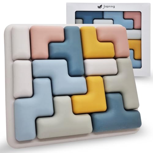 Jispring [100% Soft Silicone] Dementia Activities for Seniors, Tetris Puzzles with 20 Templates, Tile Matching Alzheimers Products for Elderly, Cognitive Memory Games for Adults, Anxiety Relief Gift - style: Tetris