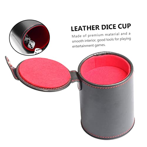 1Set PU Leather Dice Cup with Double Layer Lid Storage for Dice for Club Entertainment Ktv and Game Smooth Texture Noise Reducing Design