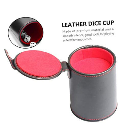 1Set PU Leather Dice Cup with Double Layer Lid Storage for Dice for Club Entertainment Ktv and Game Smooth Texture Noise Reducing Design