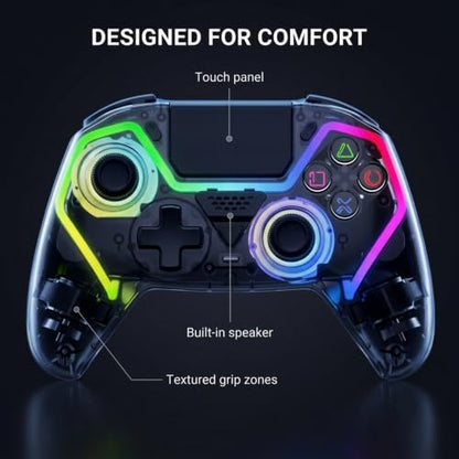 Fyvra Wireless Controller compatible with PS5, PS5 Slim, PS5 Pro, PC, iOS, Mac, Android and Steam with Hall Effect Joysticks and Triggers, 6-Axis Gyro, RGB Lighting, Programmable Back Buttons, Bluetooth 5.3