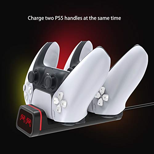2-in-1 Fast Charging Dock for Switch Pro/PS5/Xbox Series X Controllers, Smart LED Indicator, Safe Charging with Overcharge Protection with USB-C Cable