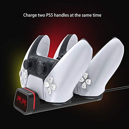 2-in-1 Fast Charging Dock for Switch Pro/PS5/Xbox Series X Controllers, Smart LED Indicator, Safe Charging with Overcharge Protection with USB-C Cable