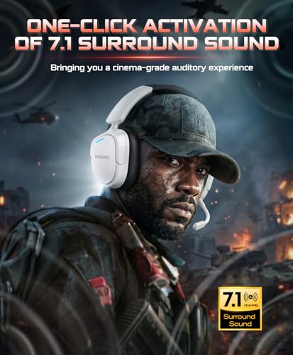 NUBWO 2.4GHz Wireless Gaming Headset for PS5, PS4, PC, Laptop, Mac, 7.1 Surround Sound, Noise Canceling Mic, 20ms Low-Latency, 80Hr Battery, Lightweight & Foldable Bluetooth Gaming Headphones-White - color: White/Black