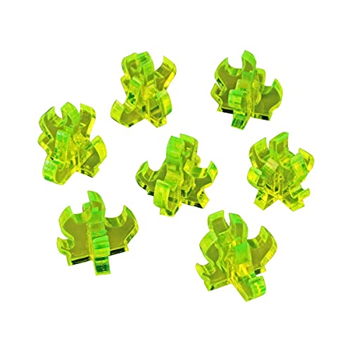 LITKO Flame Markers | for RPG & Wargames | Fluorescent Green | Small | Toxic flames, acid burns & spell effects | Set of 7, 17mm | Multi-part 3mm acrylic | Glue assembly - color: Floursecent Green, size: Small
