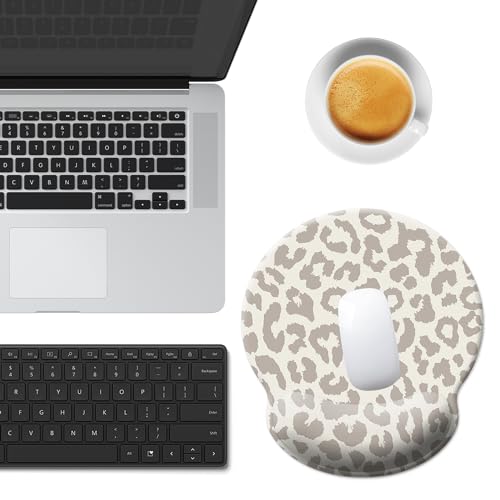 Mouse Pad Wrist Support,Ergonomic Mouse Pad with Wrist Rest,Comfortable Mousepad with Smooth Wrist Rest,Pain Relief Mouse Pads for Non-Slip Base,Computer,Laptop,Office & Home(Leopard Print) - color: Leopard Print