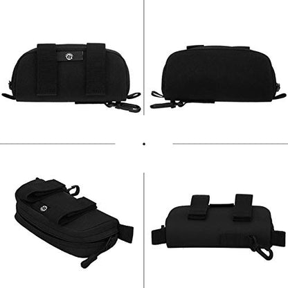 HUNTVP Tactical Eyeglasses Hard Case Molle Zipper Sunglasses Carrying Case Nylon with Clip - color: Black