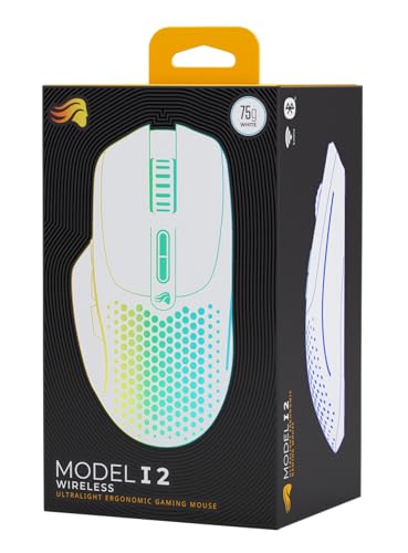 GLORIOUS Gaming Model I 2 Wireless Gaming Mouse - Hybrid 2.4Ghz & Bluetooth, 75g Superlight, 9 Buttons (2 Swappable), RGB, PTFE Feet, MMO/MOBA/FPS, Long Battery Life, Side Thumb Rest - White - color: Matte White, size: Model I2 Wireless