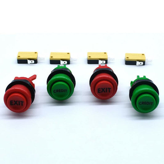 Arcity 4 Pcs/Lot Arcade Game Start Coin Push Button 1P 2P Player Pause Power EXIT Credit Type American Style with Microswitch Jamma MAME Machine Console DIY Parts Red White - color: EXITEXITCREDITCREDIT