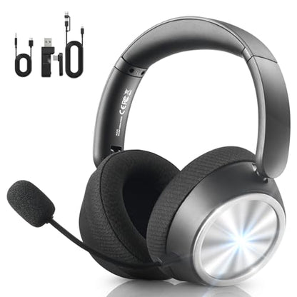 Wireless Gaming Headset with Mic Over Ear Headphones Noise Cancelling | 13Ms Latency,110H Battery,4-in-1 Connection,Foldable,Black Bluetooth Headset Headphones for PS5,Xbox,PC,PS4,Mac,Switch,Mobile