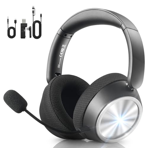 Wireless Gaming Headset with Mic Over Ear Headphones Noise Cancelling | 13Ms Latency,110H Battery,4-in-1 Connection,Foldable,Black Bluetooth Headset Headphones for PS5,Xbox,PC,PS4,Mac,Switch,Mobile