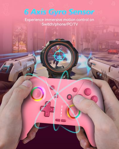 GMBACK Wireless Switch 2 Pro Controller, Turbo Controller for Nintendo Switch 2/1/Lite/OLED with Loop Macro, Home Wake Up, HD Rumble, Motion Control, Turbo, 800mAh, Pink - color: Pink