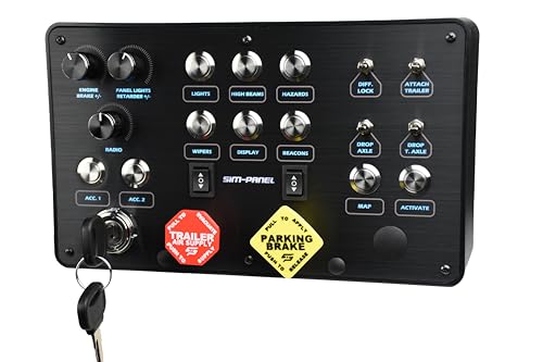 Sim-Panel Classic 2 Button Box for ATS/ETS2 (American Truck Simulator/Euro Truck Simulator) (Premium Black Brush Aluminum Finish) - style: Premium Black Brush Aluminum Finish