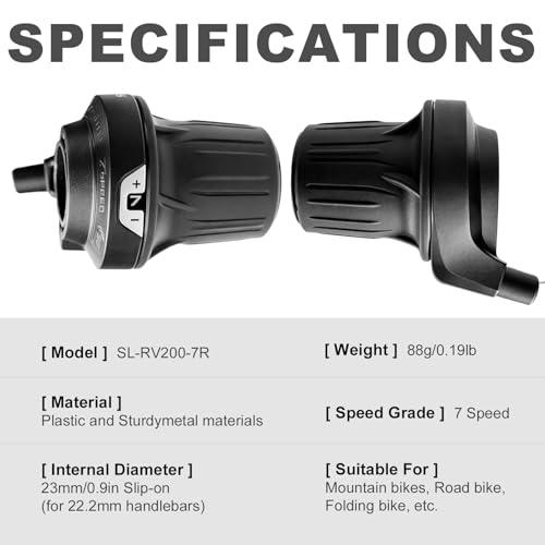 7 Speed Bike Shifter, SL-RV200-7 Speed Shifter Lever Bicycle Twist Grip Thumb Gear Shifter for MTB Folding Mountain Bike - size: RV200-7R