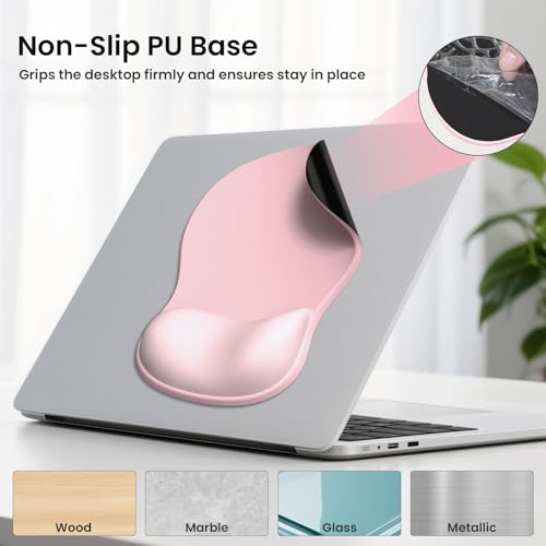 AKIT Ergonomic Mouse Pad and Keyboard Wrist Rest, 3-in-1 Memory Foam Wrist Rest for Computer Keyboard, Non-Slip Base, Pain Relief, Gel Mousepad Set for Gaming, Home and Office, Pink - color: Serenity Pink