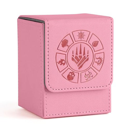 Arkeiliy Card Deck Box, 110+ Storage MTG Deck Box with 50 Pcs Card Sleeve, Collectible Trading Card Cases for Magic Commander and More (Pink) - color: Pink