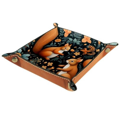 Dice Tray Forest Squirrels Dice Rolling Tray Holder Storage Box for RPG DND Table Games, Double Sided Folding Thick PU Leather - color: Multi 13