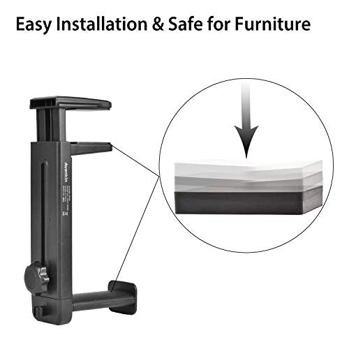 HS906 Headphone Stand & Hanger 2 in 1, Above & Under Desk | Gaming Headset Holder Mount Hook with Height Adjustable & Rotating Clamp, Earphone Rack with Cable Clip