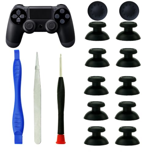 10PCS Thumbsticks Analog Joystick Thumb Sticks for PS4 Slim Pro Controller | CTHTBZ Black for PlayStation 4 With Grips Screwdriver Tools - color: Black