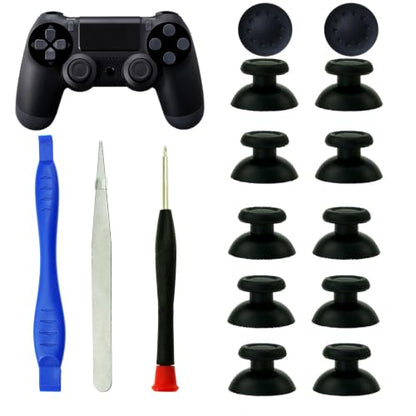 10PCS Thumbsticks Analog Joystick Thumb Sticks for PS4 Slim Pro Controller | CTHTBZ Black for PlayStation 4 With Grips Screwdriver Tools - color: Black