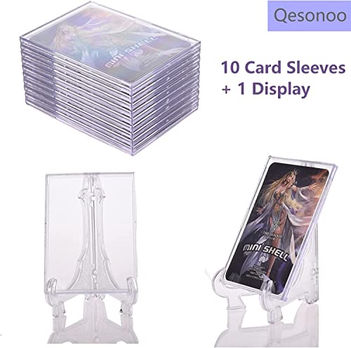 Cards Sleeves Top Loaders 10 Hard Acrylic Card Protector Clear Card Brick + 1 Display Stand Fit for Trading Cards,Standard Sports Cards,Baseball Card Holder Cases Collectibles White - color: 10 + 1