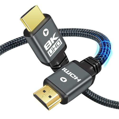 8K HDMI Cable 20 ft, HDMI 2.1 Cable, Ultra High Speed Nylon Braided, 8K@60Hz 4K@120Hz 144Hz, HDCP 2.2&2.3, HDR10, 3D, eARC, ARC Compatible with Monitor/TV/Blu-ray/PS5 (20 Feet) - size: 20 feet