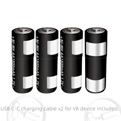 1800mAh Rechargeable Batteries for Oculus Quest 2 Controller Battery Oculus Quest 3 Controller Batteries Oculus Battery Pack VR Controller Battery Pack for Charging Dock and Type C Cable (4)