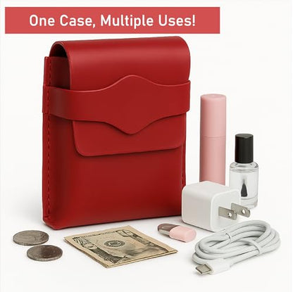Red Leather Playing Card Case 1 Deck - Handmade Full-Grain Leather Playing Cards Storage Box - Game Playing Card Box Case Fits Poker & Bridge Size Cards, Game Card Playingcard Holder Case - color: Red