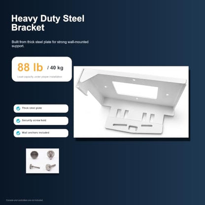 PS5 Wall Mount, White Heavy Duty 2.5mm Steel Console Bracket Compatible with PS5, Space-Saving Holder with 2 Controller Mounts