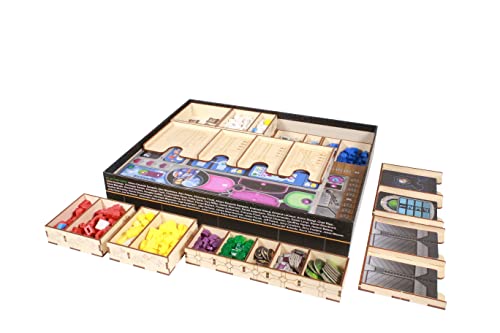 The Broken Token Game Organizer Compatible with Gaia Project - Wooden Game Organizing Box with Multiple Trays