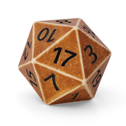 Giant 55mm D20 Resin Dice for RPG & Tabletop Gaming | Precision-carved gold numerals, 6&9 marked, velvet pouch for TTRPG,weddings, birthday party(Yellow Ancient) - color: Yellow Ancient