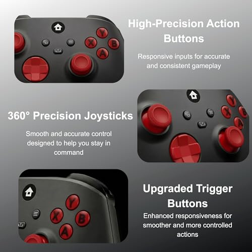 CRUAYA Wireless Gaming Controller Compatible with Xbox Series X|S, Xbox One and Windows PC with Rechargeable 1400mAh Battery Display, Bluetooth Gaming Controller, USB-C, 3.5mm Audio Jack, Black and Red Design