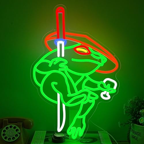 Ninja Frog Neon Sign Dimmable Toad Ninja Neon Light for Wall Decor Frog LED Light Up Sign for Kids Room Game Room Store Man Cave Zoo - style: Ninja Frog
