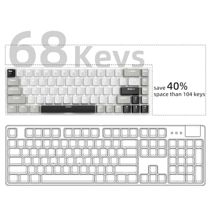MageGee Portable 60% Mechanical Gaming Keyboard, MK-Box LED White Backlit Compact 68 Keys Mini Wired Office Keyboard with Red Switch for Windows Laptop PC Mac - Grey - color: White Grey/Red Switch