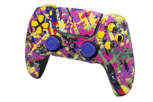 Custom Controllerzz Custom Wireless Controller Compatible with PS5 - Multiple Designs Available (Neon Drip & Gold Chrome) - color: Neon Drip & Gold Chrome