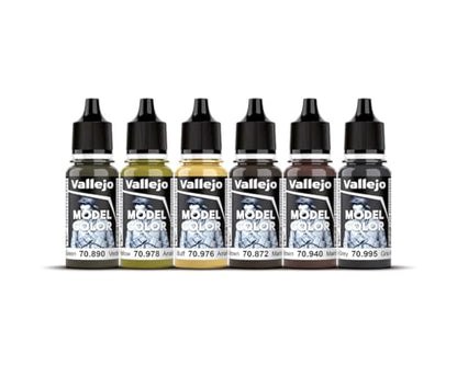 Vallejo - WWII German Armour Model Color Paint Set | Historic Military Shades | Brush & Airbrush Compatible Acrylic Colors | Pro Modeler Collection | 6 Bottles x 18 ml. (0.6 fl.oz) - style: WWII German Armour Model Color Paint Set