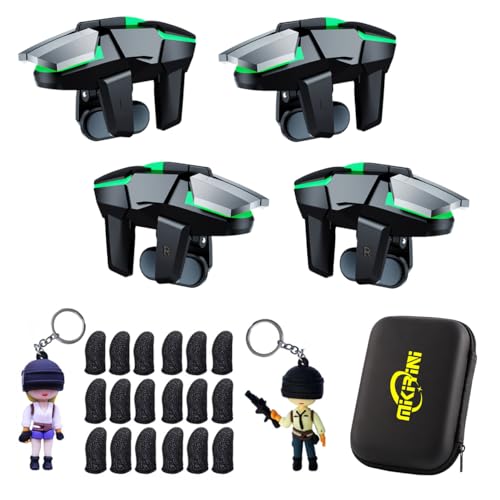 Mikirini 25 in 1 PUBG Mobile Phone Controller Combo, L2R2 4 Gaming Triggers | For Call of Duty/Free Fire/Fortnitee, compatible with iPhones & Android Cell Phones, 6 fingers operation, max thickness 13mm - color: Combo