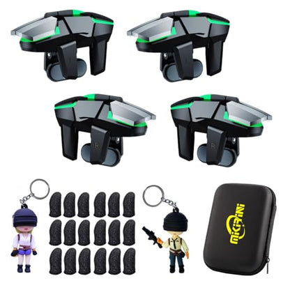 Mikirini 25 in 1 PUBG Mobile Phone Controller Combo, L2R2 4 Gaming Triggers | For Call of Duty/Free Fire/Fortnitee, compatible with iPhones & Android Cell Phones, 6 fingers operation, max thickness 13mm - color: Combo