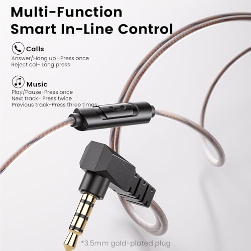 Wired Gaming Earbuds in-Ear Headphones HiFi Game Head Phones in Ear Monitors Deep Bass Sound Wired-Earbuds with 1DD 10mm Dynamic Driver Inear Earphones IEM for Music Gaming Video Calling (White) - color: 화이트.