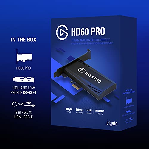 Elgato HD60 Pro1080p60 Capture and Passthrough, PCIe Capture Card, Low-Latency Technology, PS5, PS4, Xbox Series X/S, Xbox One