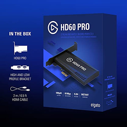 Elgato HD60 Pro1080p60 Capture and Passthrough, PCIe Capture Card, Low-Latency Technology, PS5, PS4, Xbox Series X/S, Xbox One
