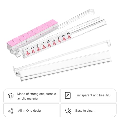 Mahjong Racks with Pushers 4PCS Set Majiang Tile Holder Acrylic Mahjong Racks Accessories and Gifts - color: Clear