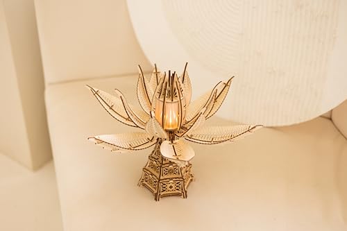 Wood Trick Fiery Bloom Luminous LED 3D Wooden Puzzles for Adults to Build - Interactive Mechanical Movement - Engineering DIY Project Mechanical 3D Puzzle Model Kits for Adults