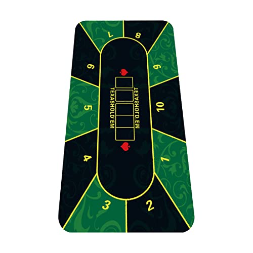 nuveti Poker Mat - 55 x 28inch Non-Slip Poker Table Game Mat - Portable Rubber Waterproof Poker mat for Table 6-8 Player Card Game Anti-Slip Rubber Poker Table Top Layout - color: 55 X 28 Inch Rectangular-green6